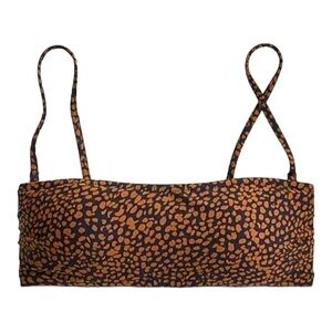 NWT! J. Crew Spot-On Print Bandeau Bikini Top in Navy Pecan. Size 2X
